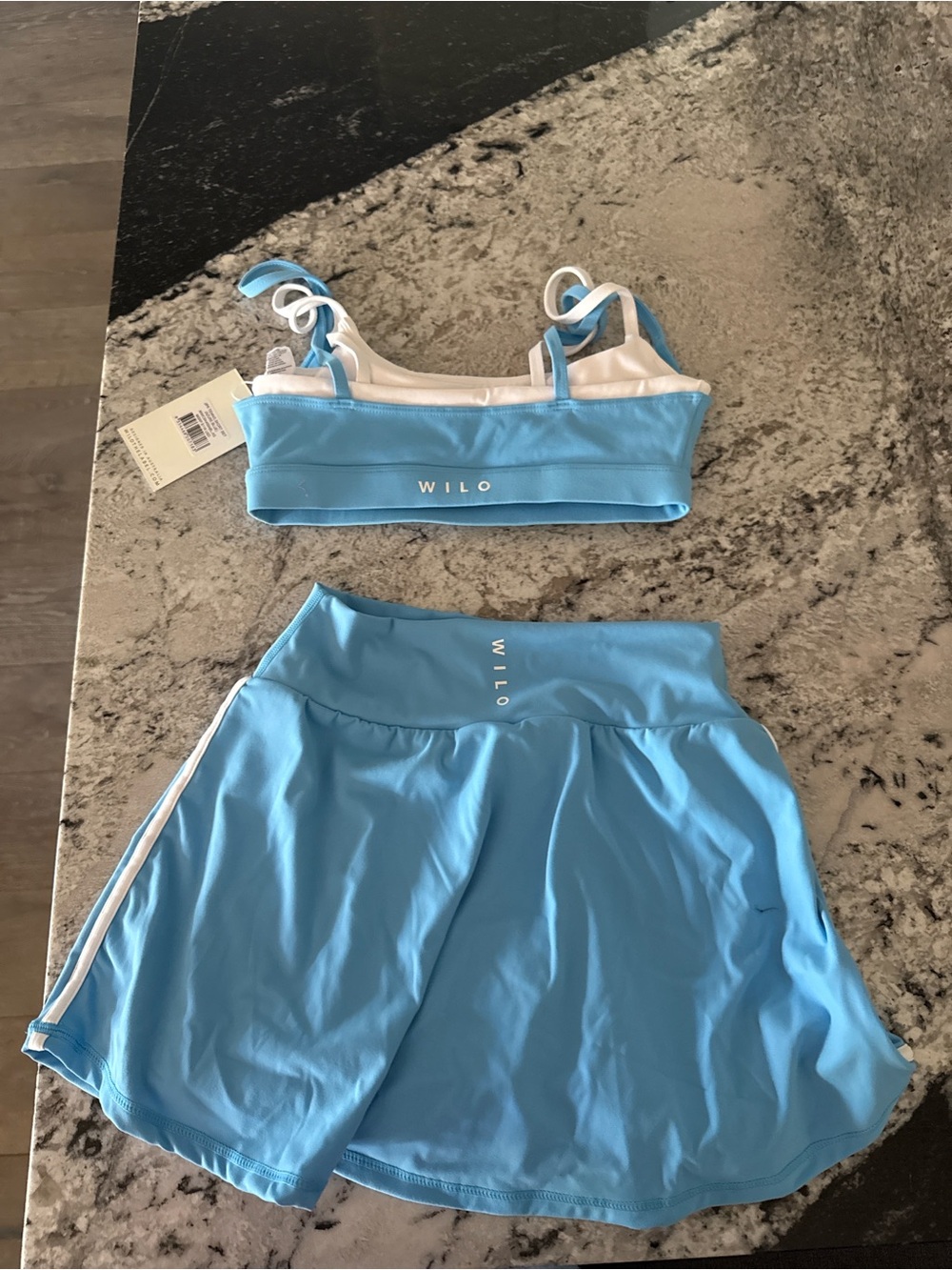 WILO Light Blue Sports Bra and Skirt Set